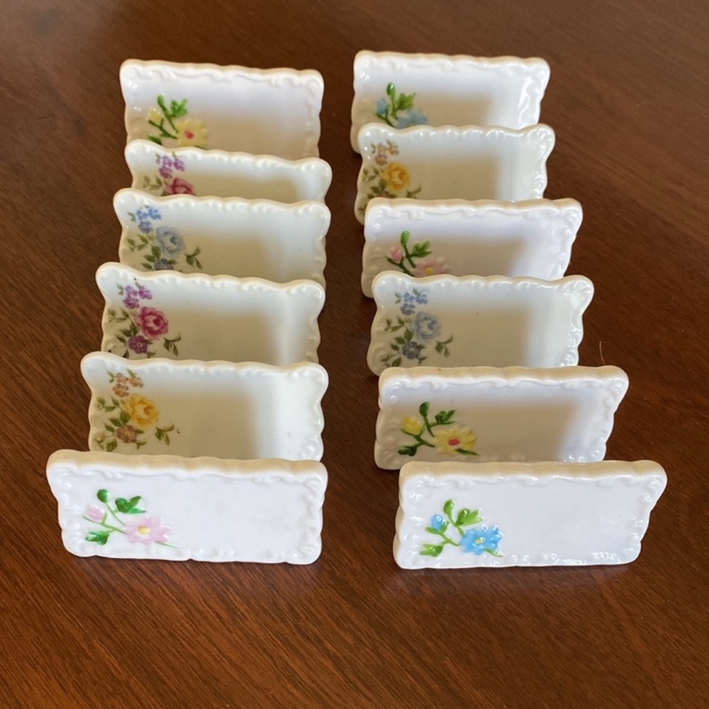 Floral Porcelain Napkin Holders - Set of 10
